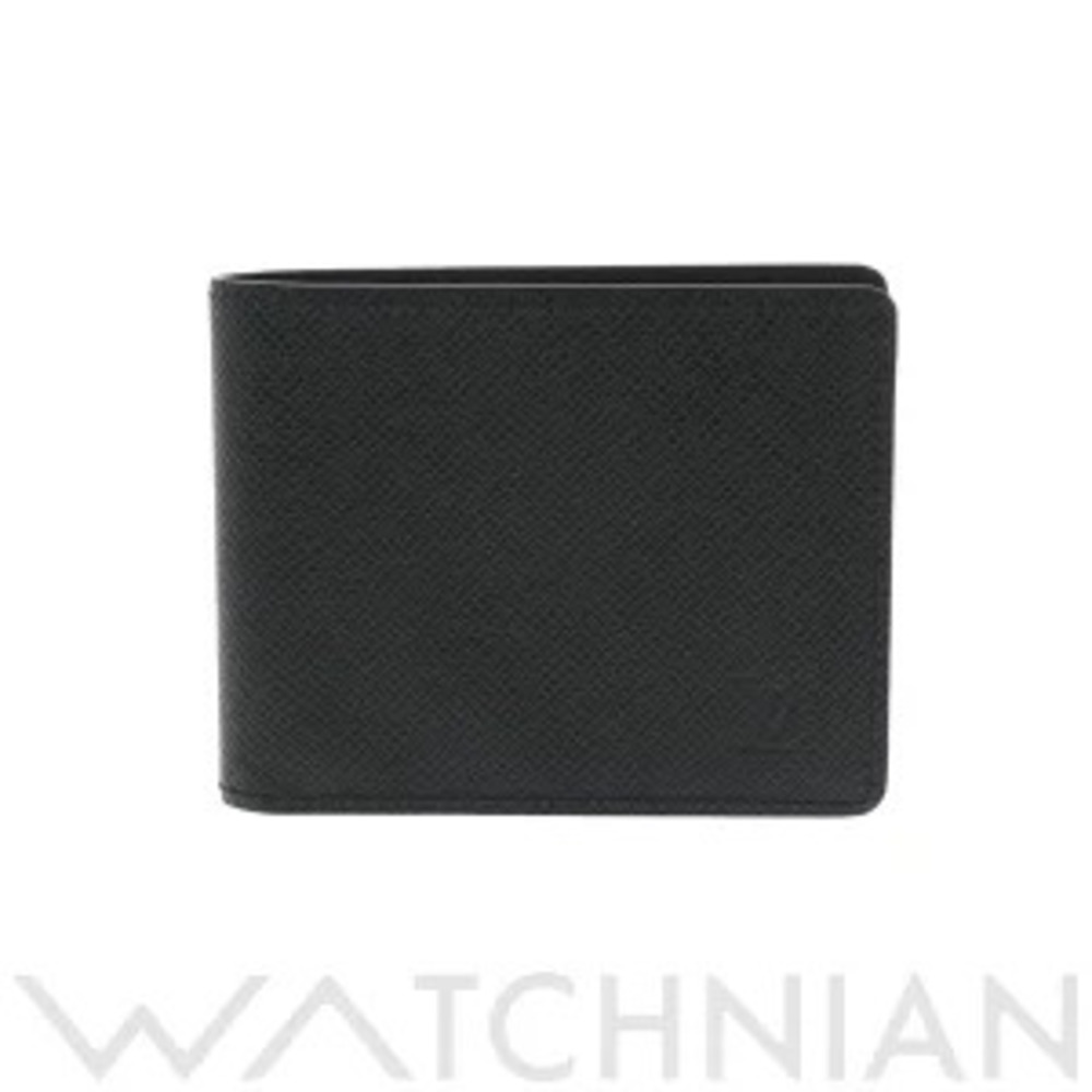Louis Vuitton Taiga Portefeuille Slender Noir Black Leather Bi fold Wallet